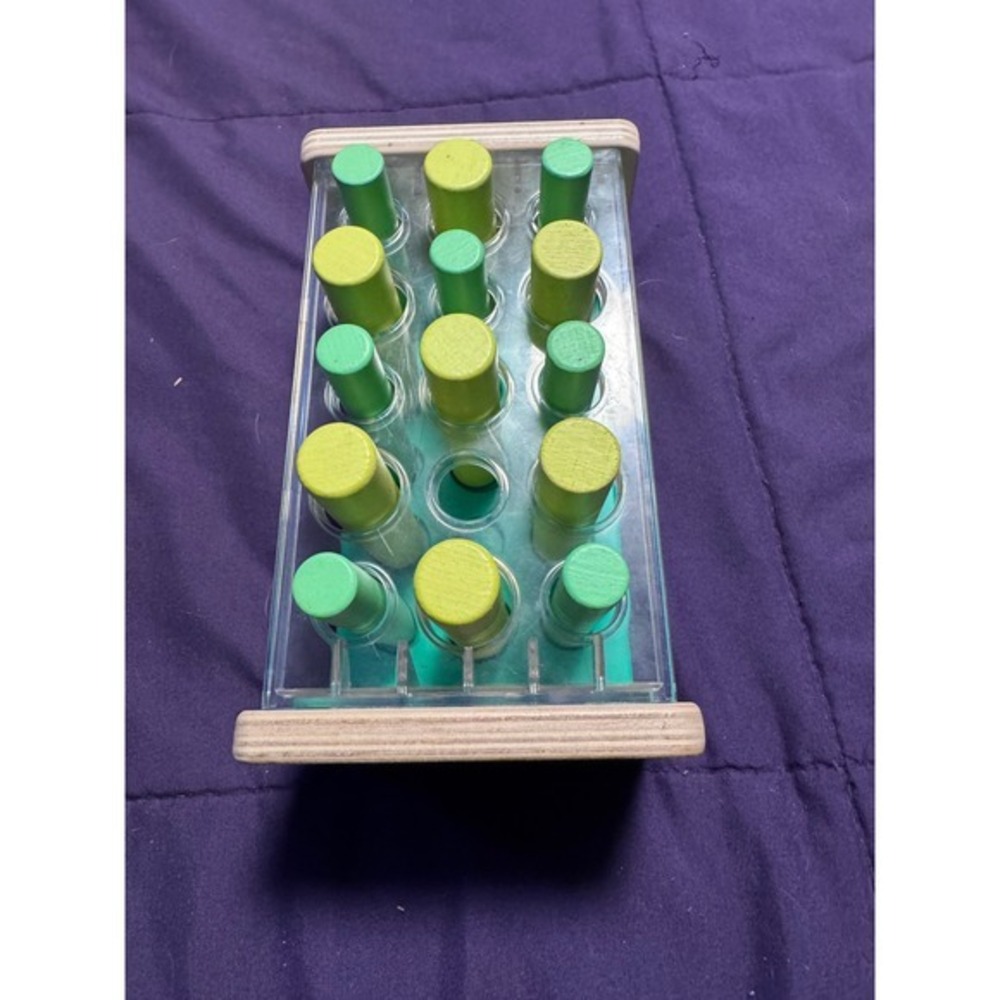 Educational Wooden Peg Sorting Toy Montessori Green Color Recognition Activity